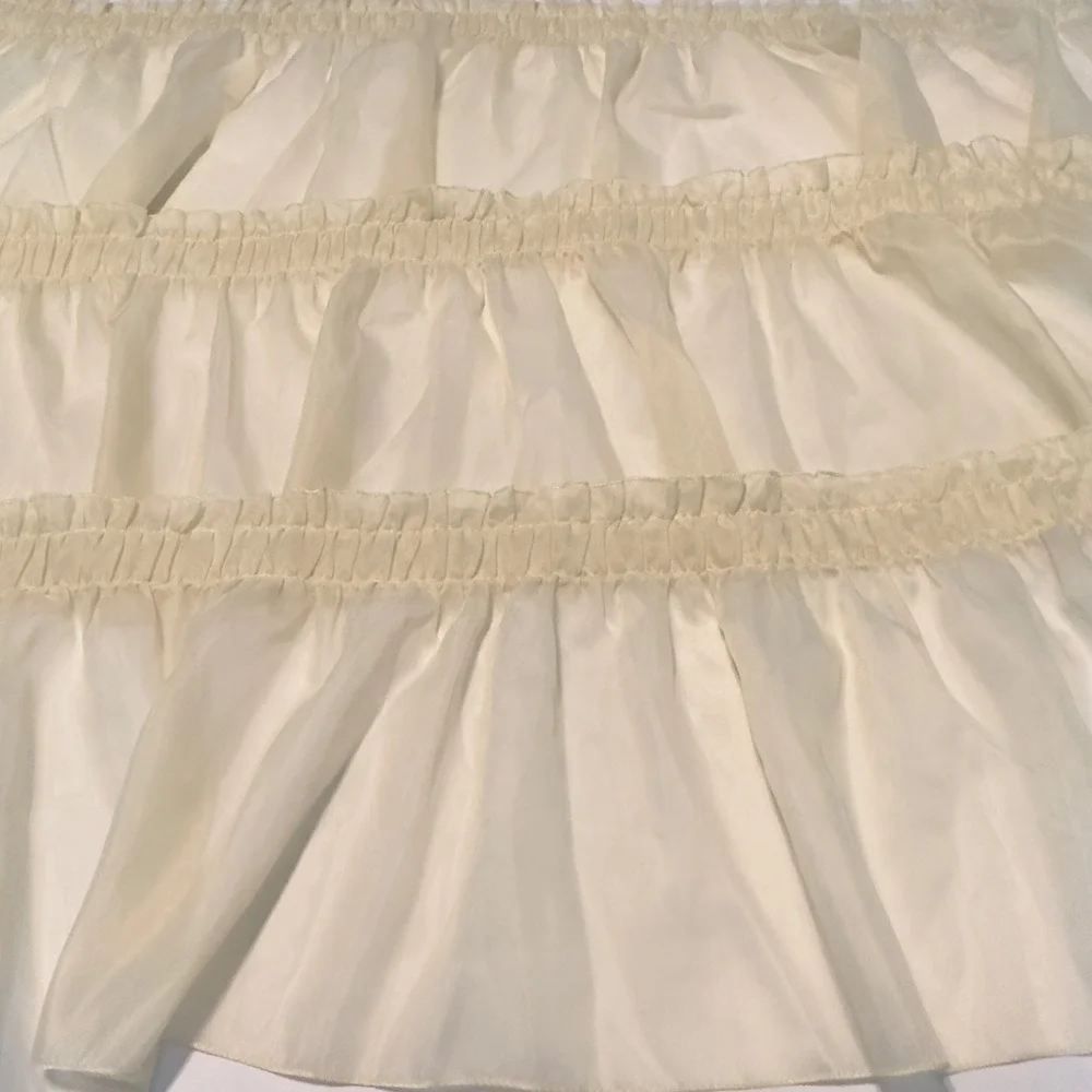 Sears Valance Set Cream Sheer Ruffled Vintage 52x12 Window Treatments 3pc